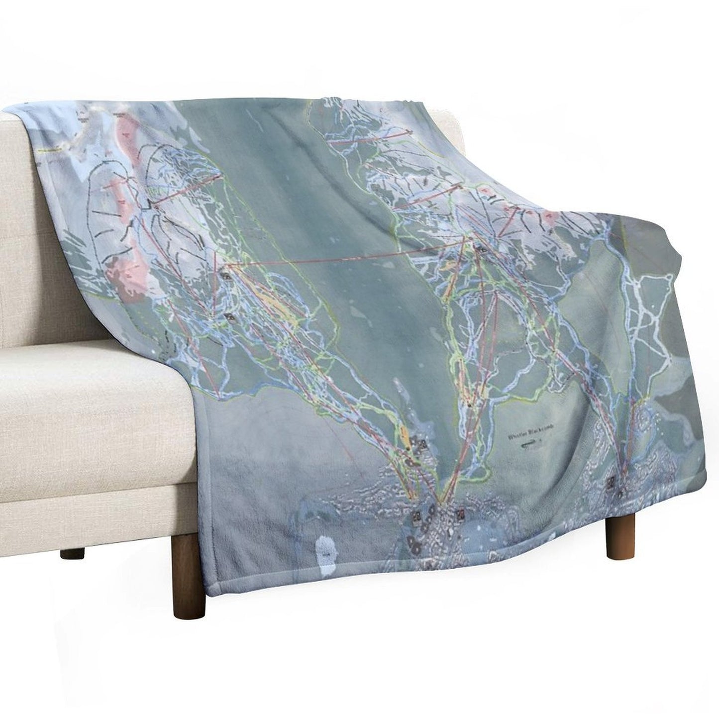 Whistler Blackcomb Resort Trail Map Throw Blanket