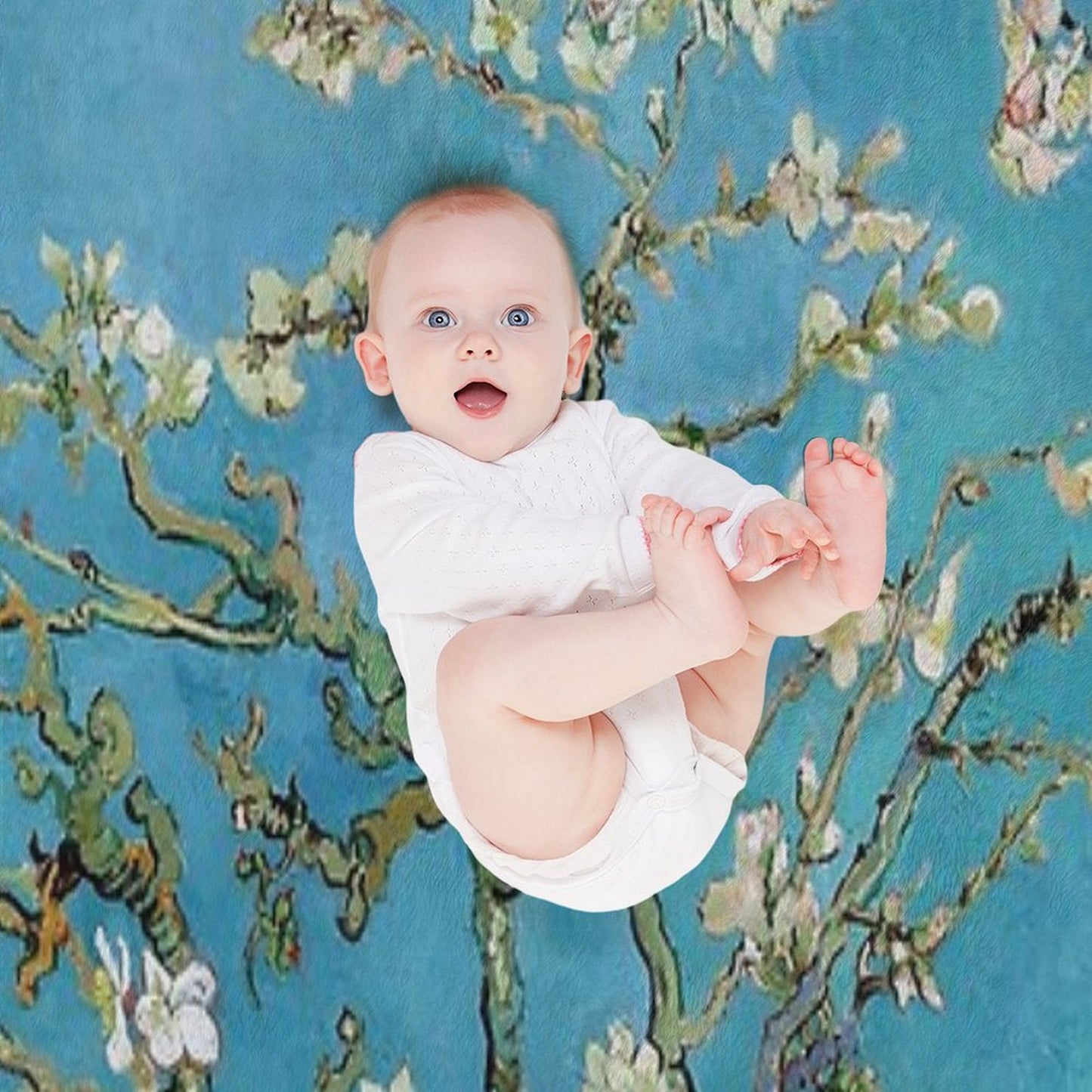 1890-Vincent Van Gogh-Almond Blossom-73.5x92 Throw Blanket