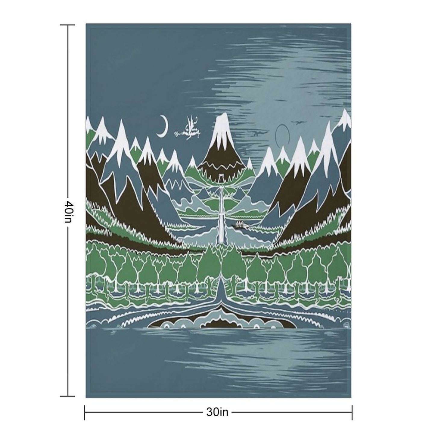 Midnight Forest Mountain Path in The Style of J.R.R.Tolkien Throw Blanket