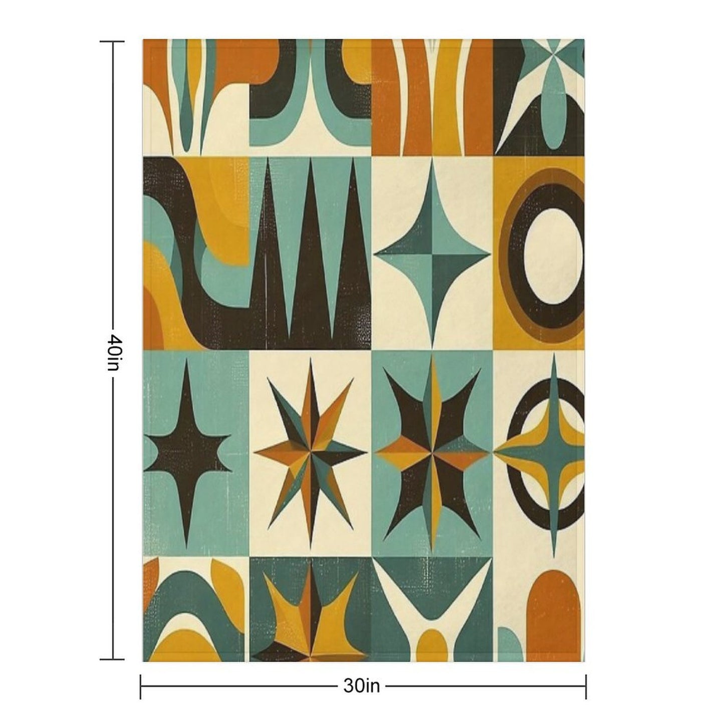 Retro Geometric Pattern Art Throw Blanket