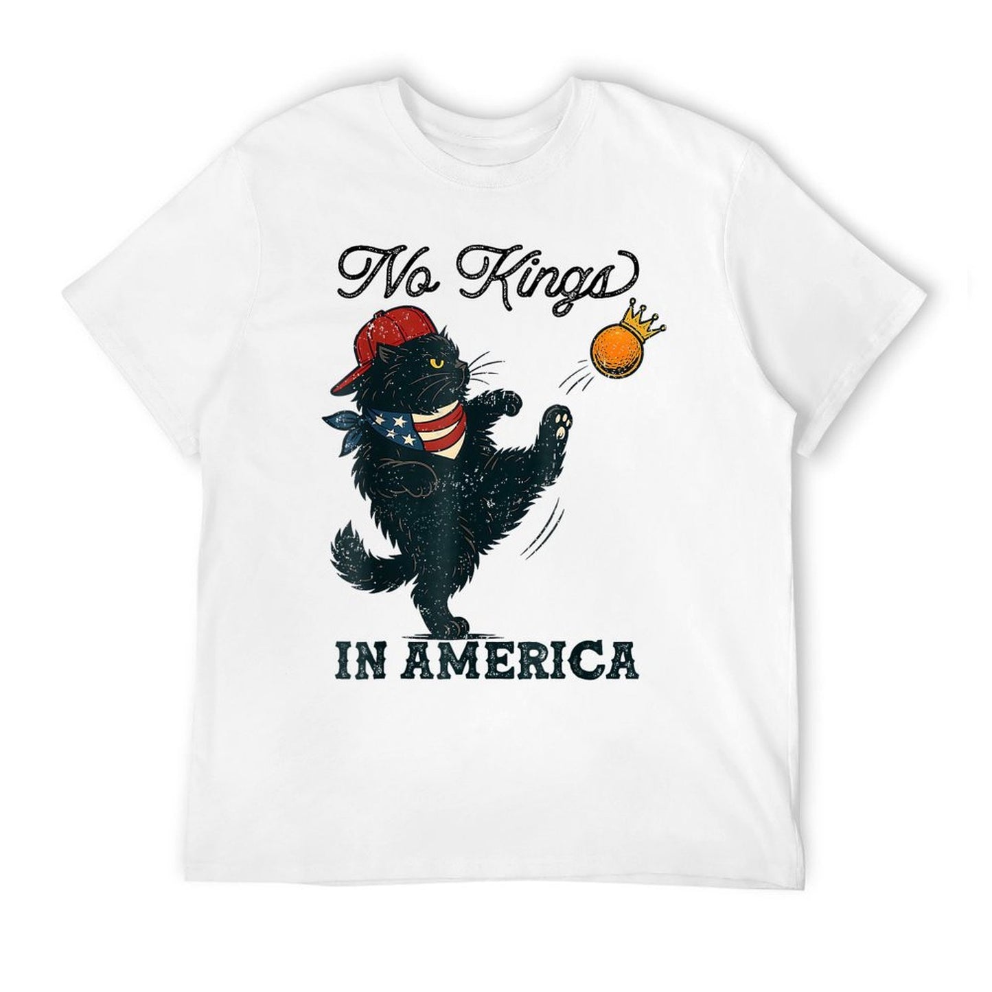Black Cat No Kings In America High-quality Stitching T-Shirt