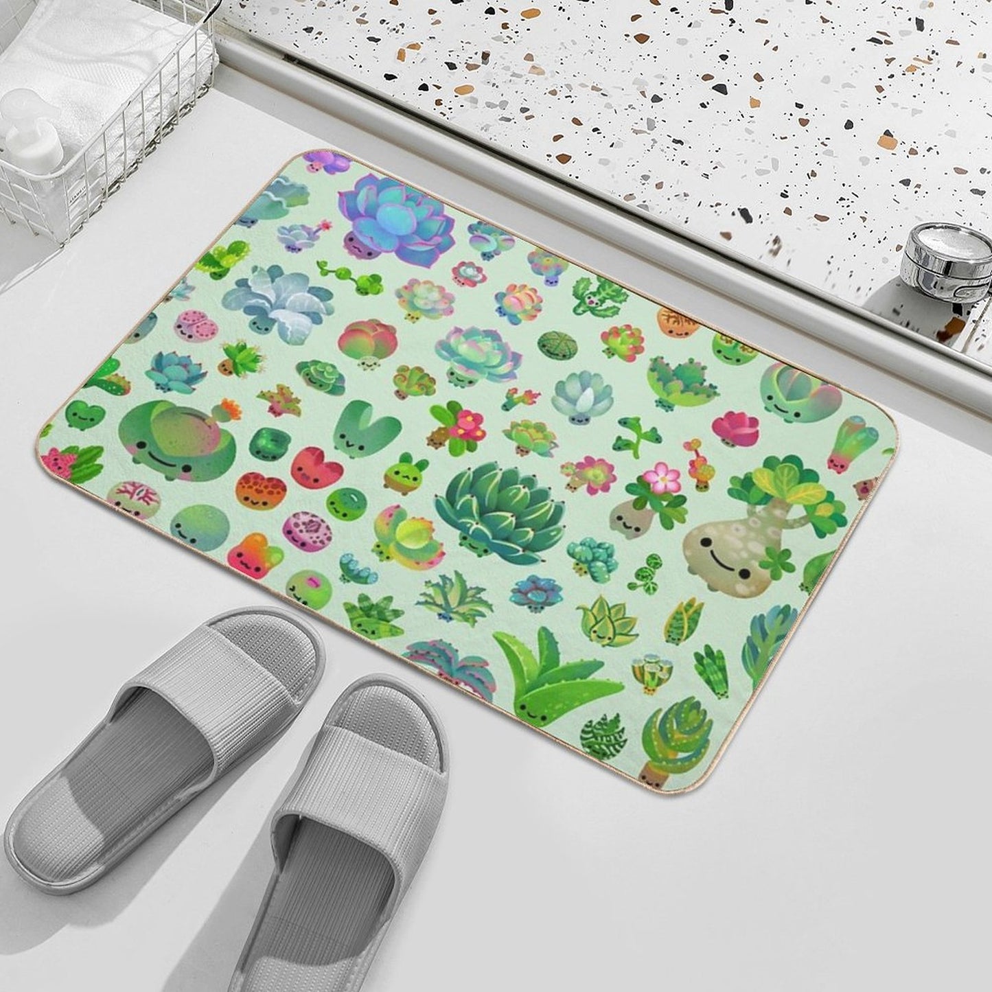 Baby Succulents - Mix (green) High-Traffic Bath Mat