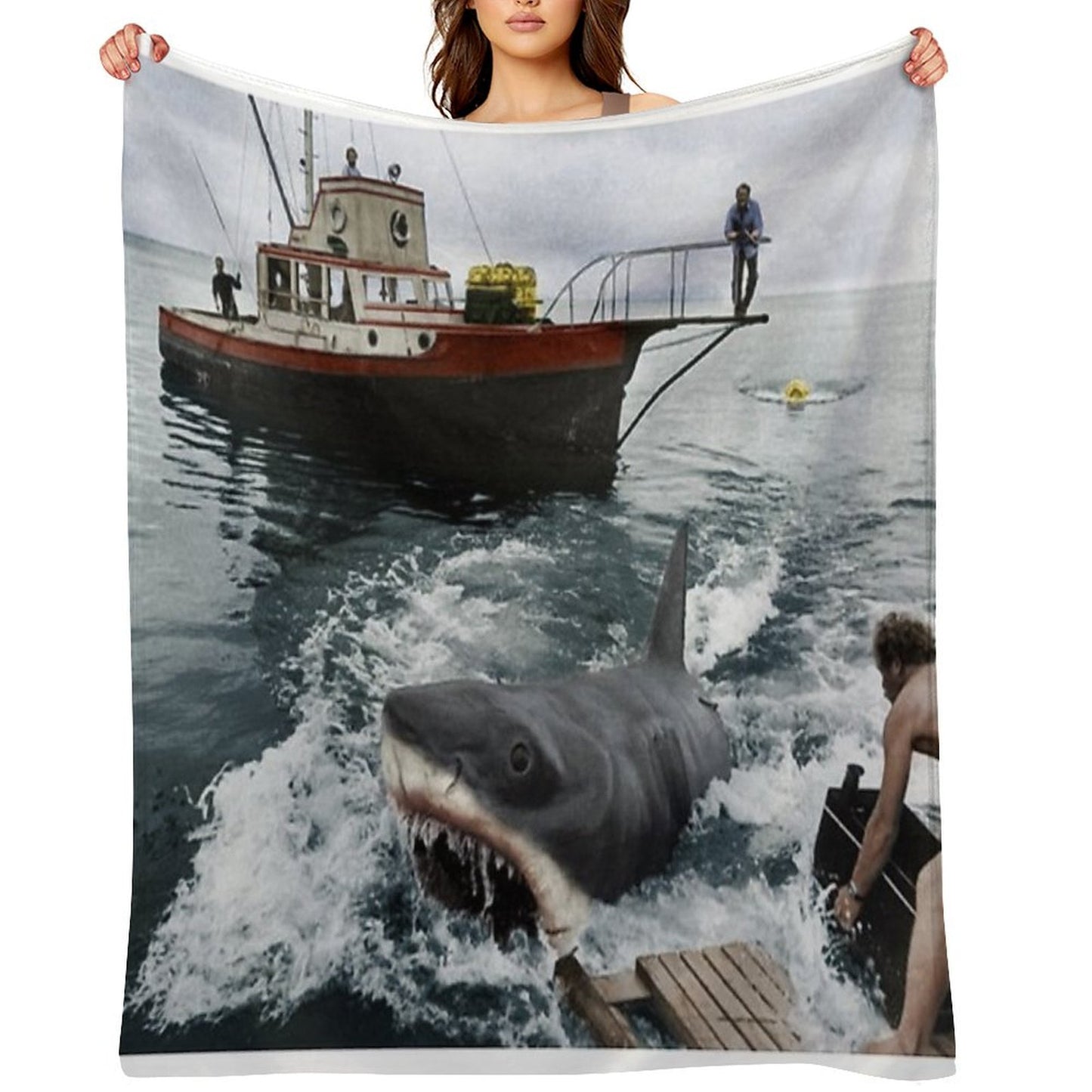 Jaws Photography Throw Blanket