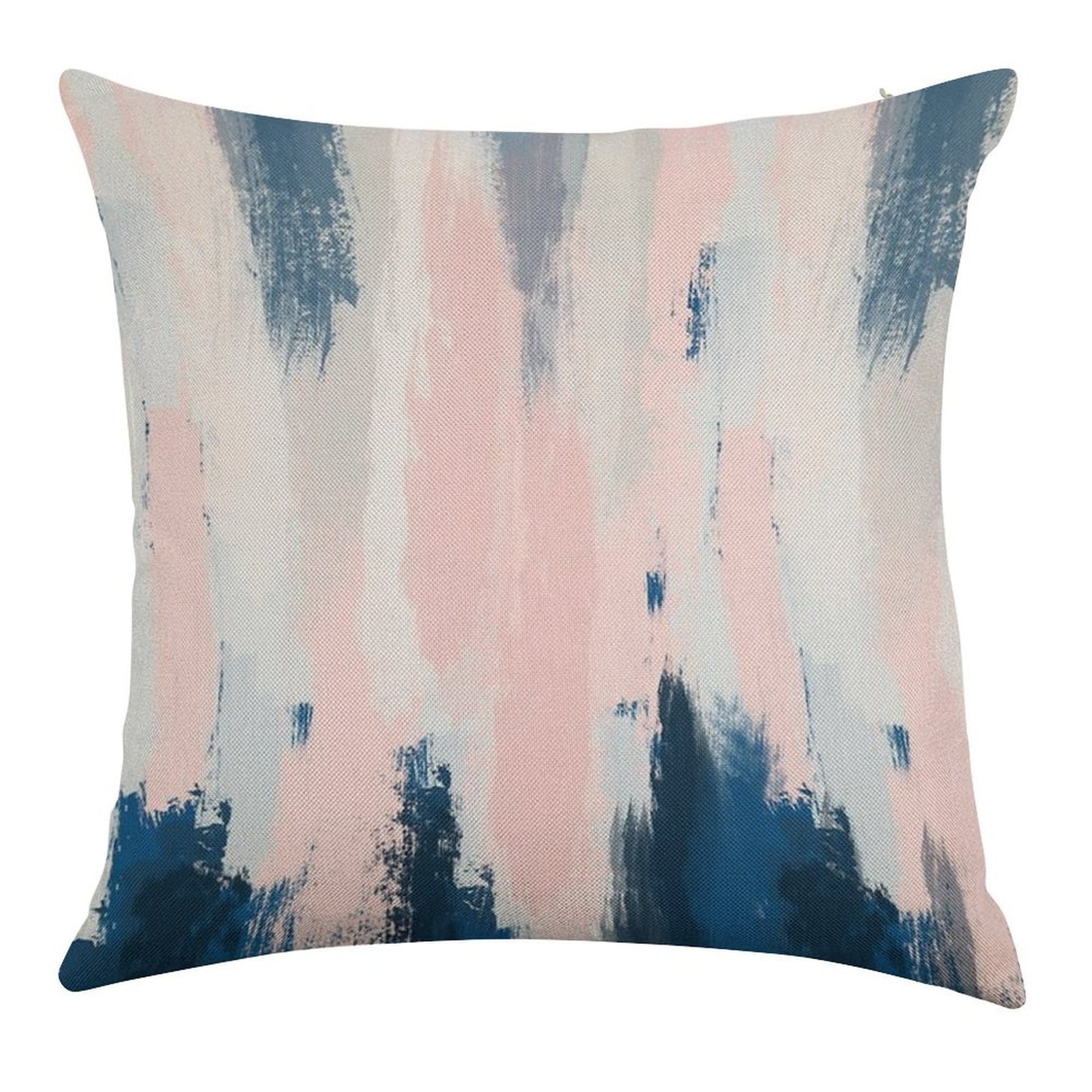 Abstract Blush And Blue Linen Throw Pillow Cover