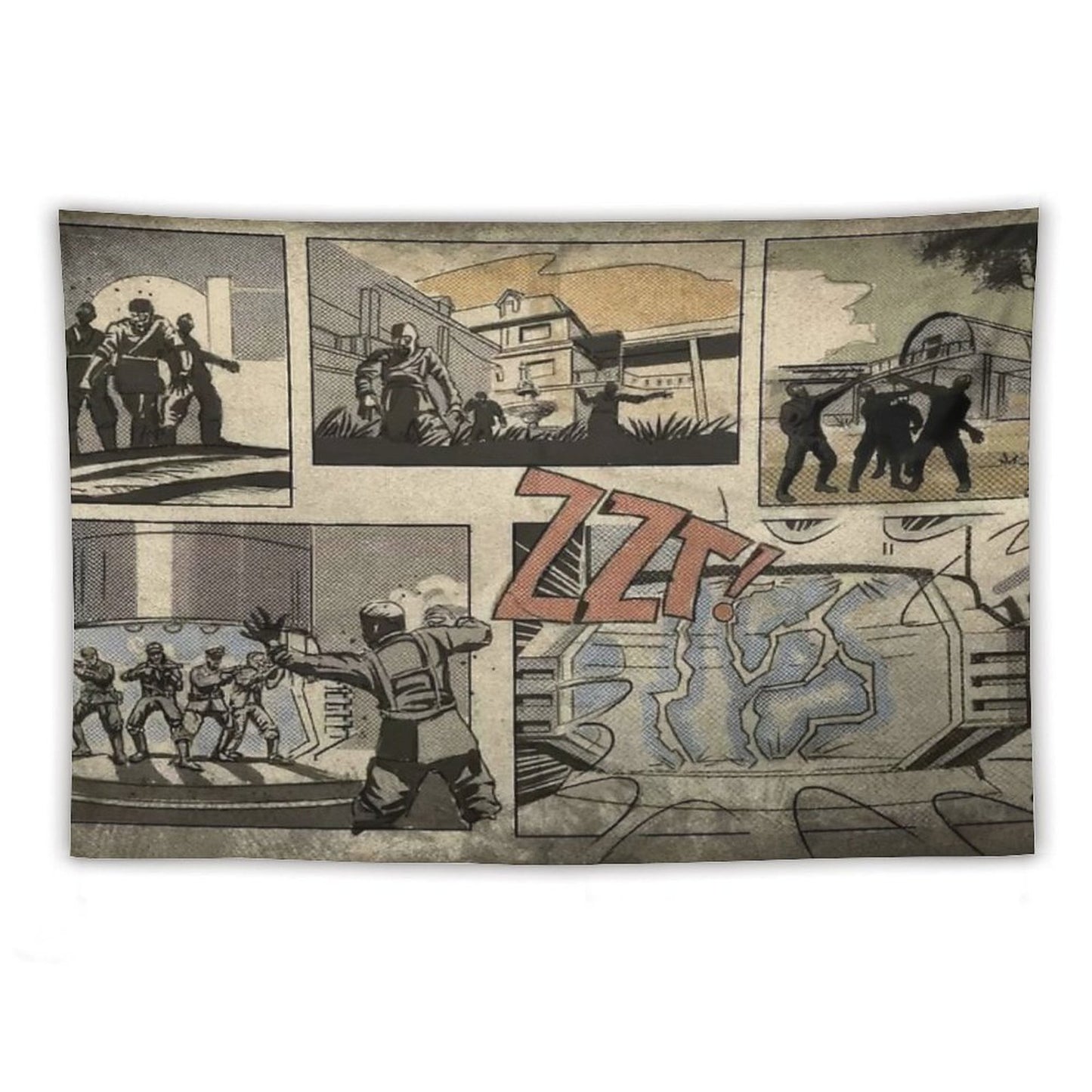 Zombies Loading Screen Comic Tapestry