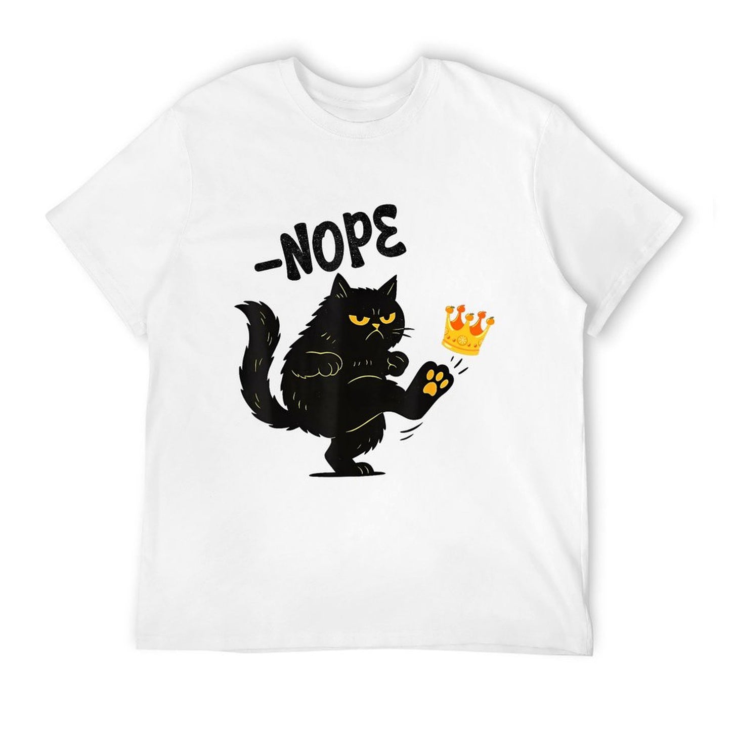 No King Nope King Funny Black Cat Men Women Polyester Blend T-Shirt