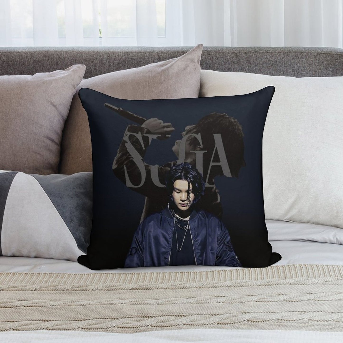 SUGA D-DAY Soft Skin-Friendly Throw Pillow
