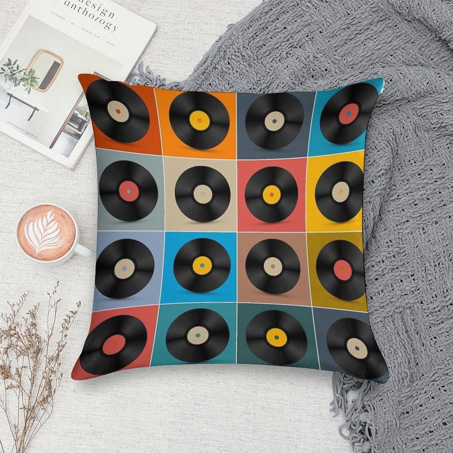 Album,Vinyl Record,Music Poster Soft Durable Construction Throw Pillow