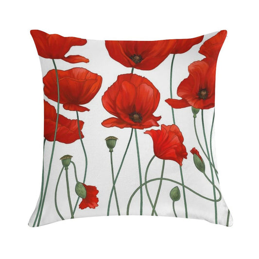 Poppy Stems. Soft Anti-Pilling Throw Pillow
