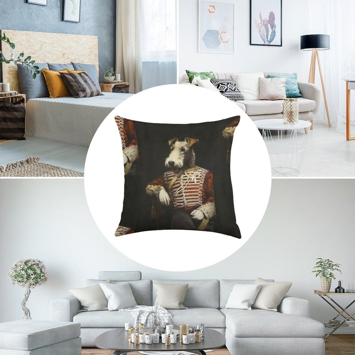 Victorian Fox Terrier In Uniform Linen Throw Pillow Cover