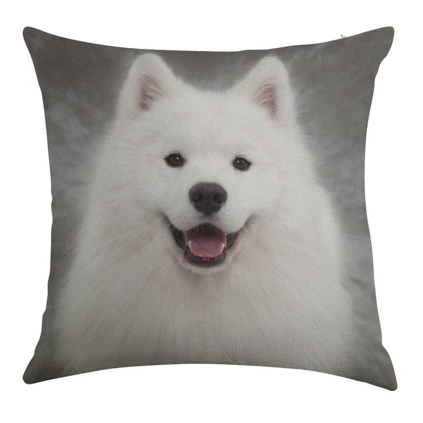 Samoyed Puppy Dog Linen Throw Pillow Cover