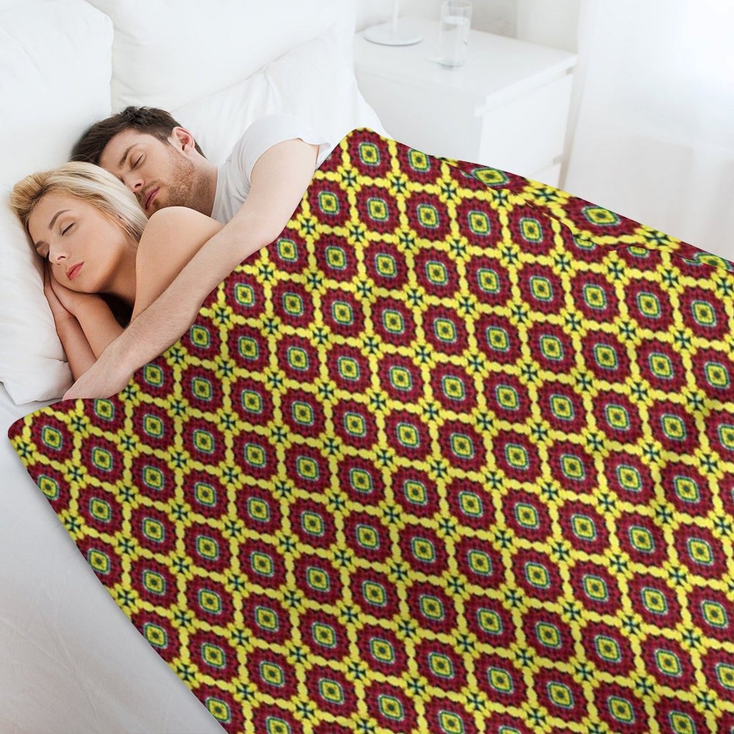 Golden Red Bouquet Grand Medallions Throw Blanket