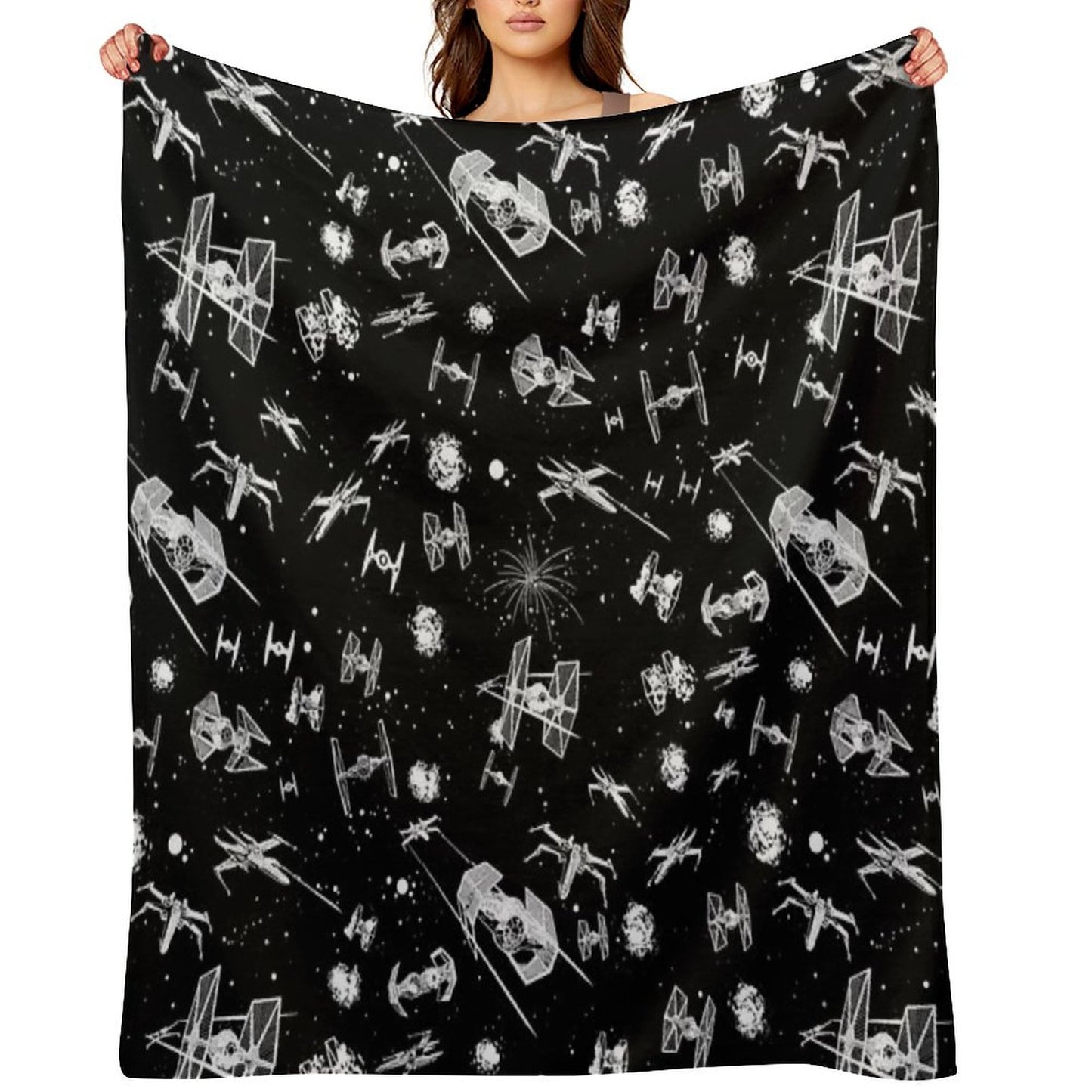 Space Ship Battle Throw Blanket