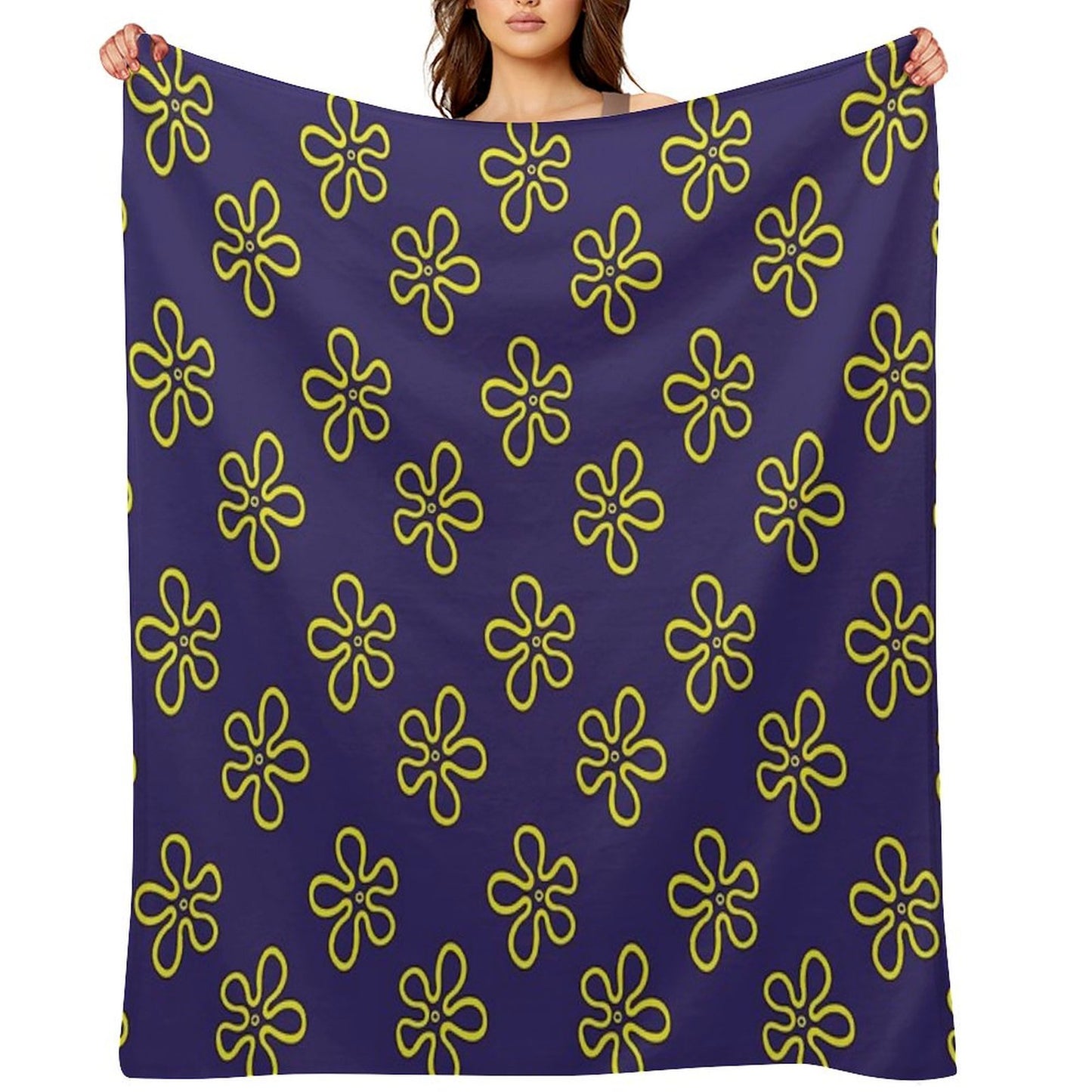 Spongebob's Floral Pattern (Purple) Throw Blanket