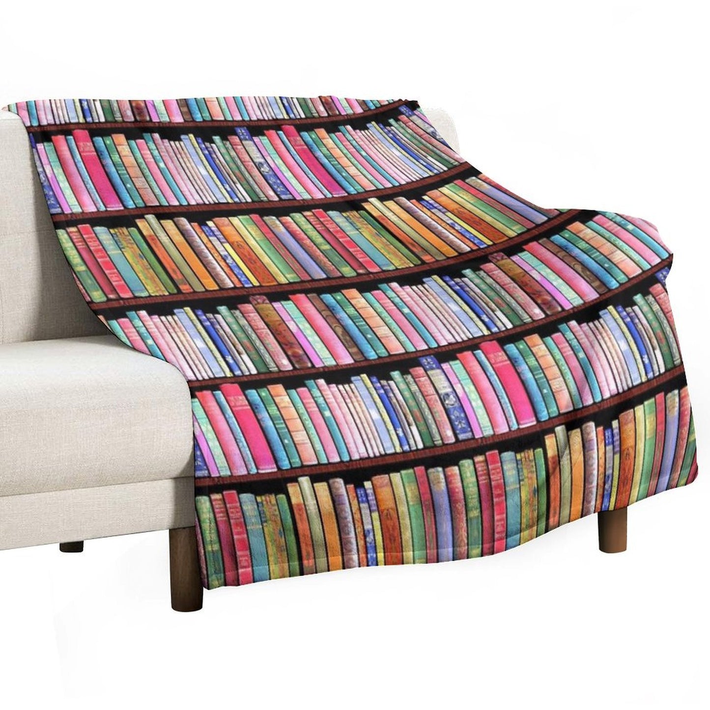 Bookworm Antique Book Library, Vintage Book Shelf Throw Blanket
