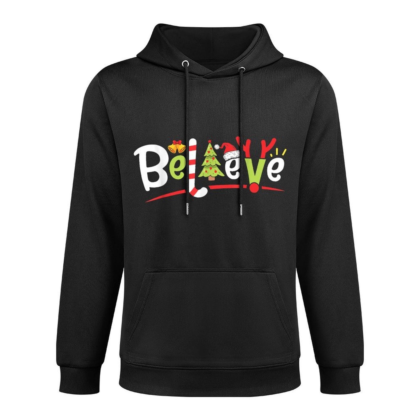 Christmas Believe Boys Girls Santa Hat Xmas Tree Antlers Cotton-Polyester Blend Hoodie