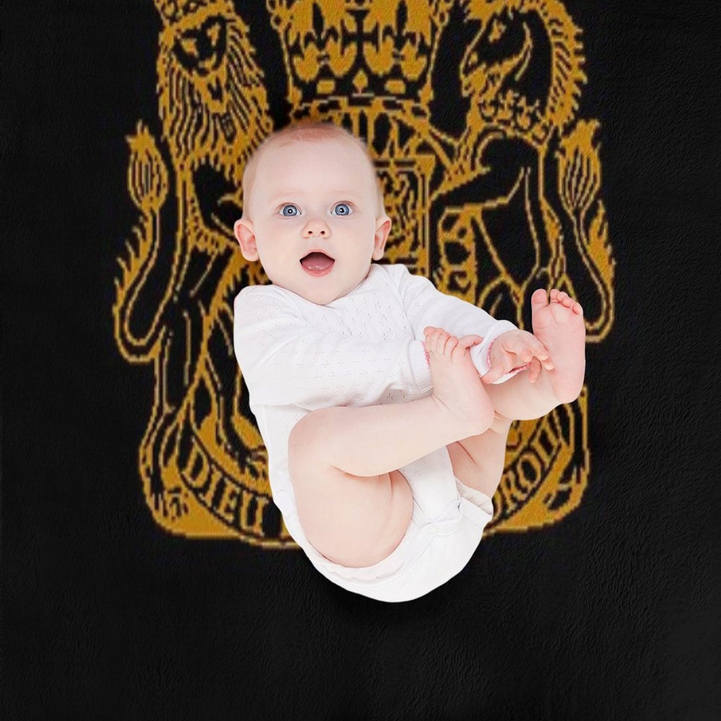 Elizabeth II Royal Coat of Arms Emblem Throw Blanket
