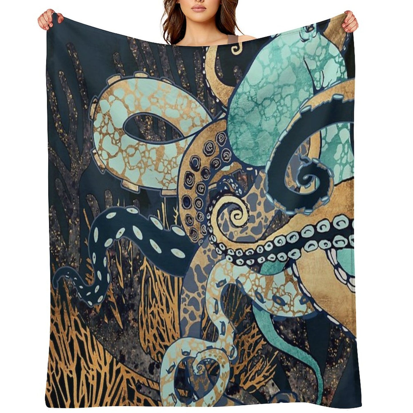 Metallic Octopus II Throw Blanket