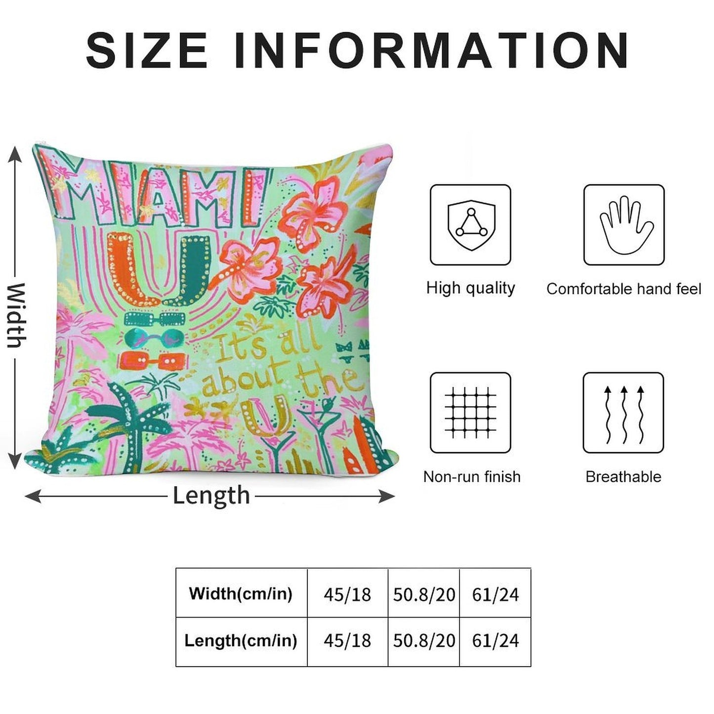 Miami Collage Soft Decorative Cover Throw Pillow