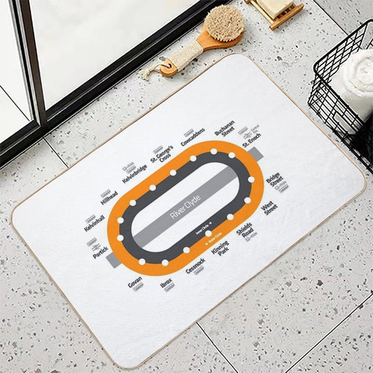 Glasgow Scotland Tube Metro Subway Train Map Bath Mat