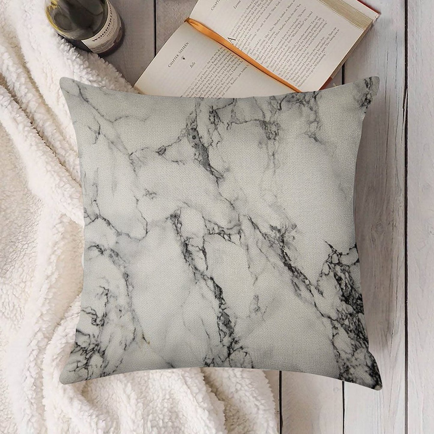 Marble Linen Throw Pillow Cover