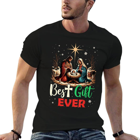 Best Ever Christmas Cool Jesus Nativity Scene Christian Oversized Silhouette T-Shirt