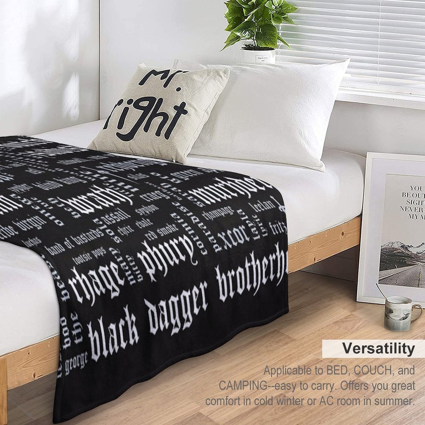 Black Dagger Brotherhood Word Cloud - Landscape Throw Blanket
