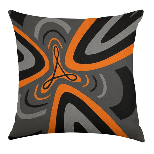 Hail Adobe - Orange, Grey, And Black Linen Throw Pillow Cover