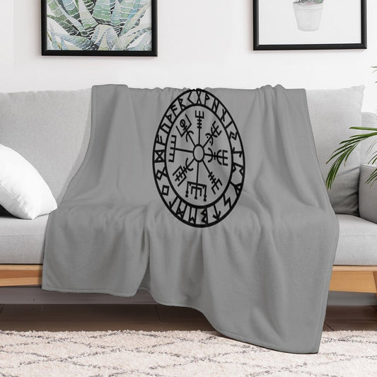 Vegvisir - Futhark - Runes - Navigator - Vikings Throw Blanket