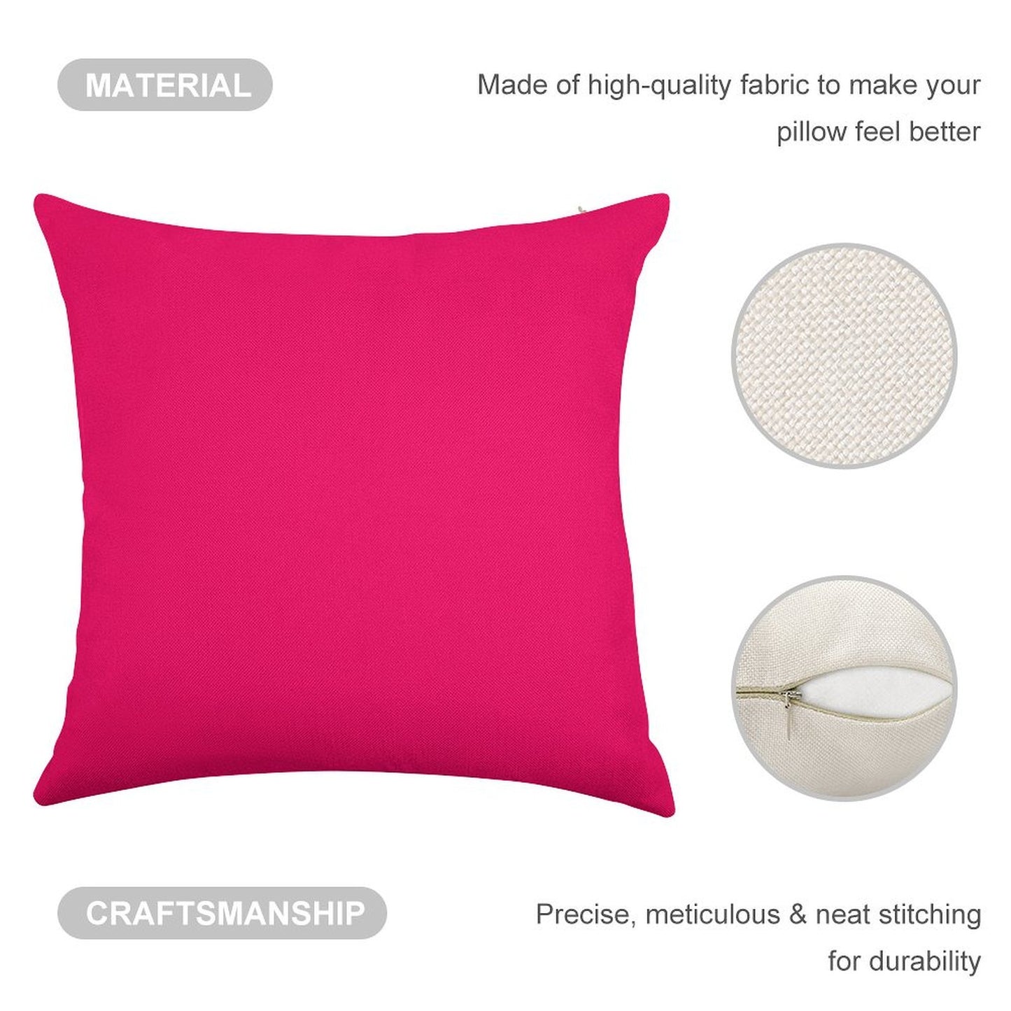Super Bright Fluorescent Pink Neon Linen Throw Pillow Cover