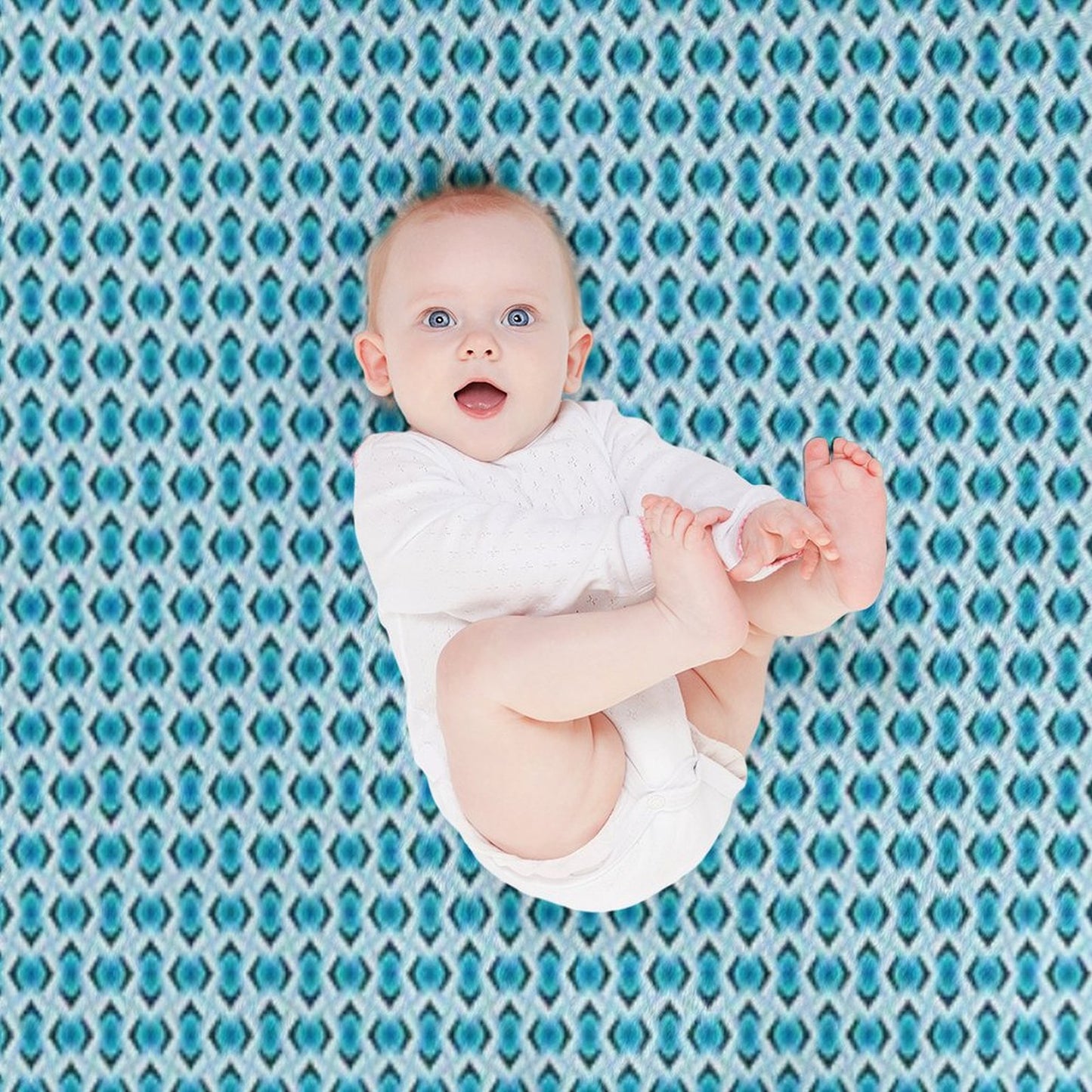Overlapping Aqua Blue Diamonds Throw Blanket