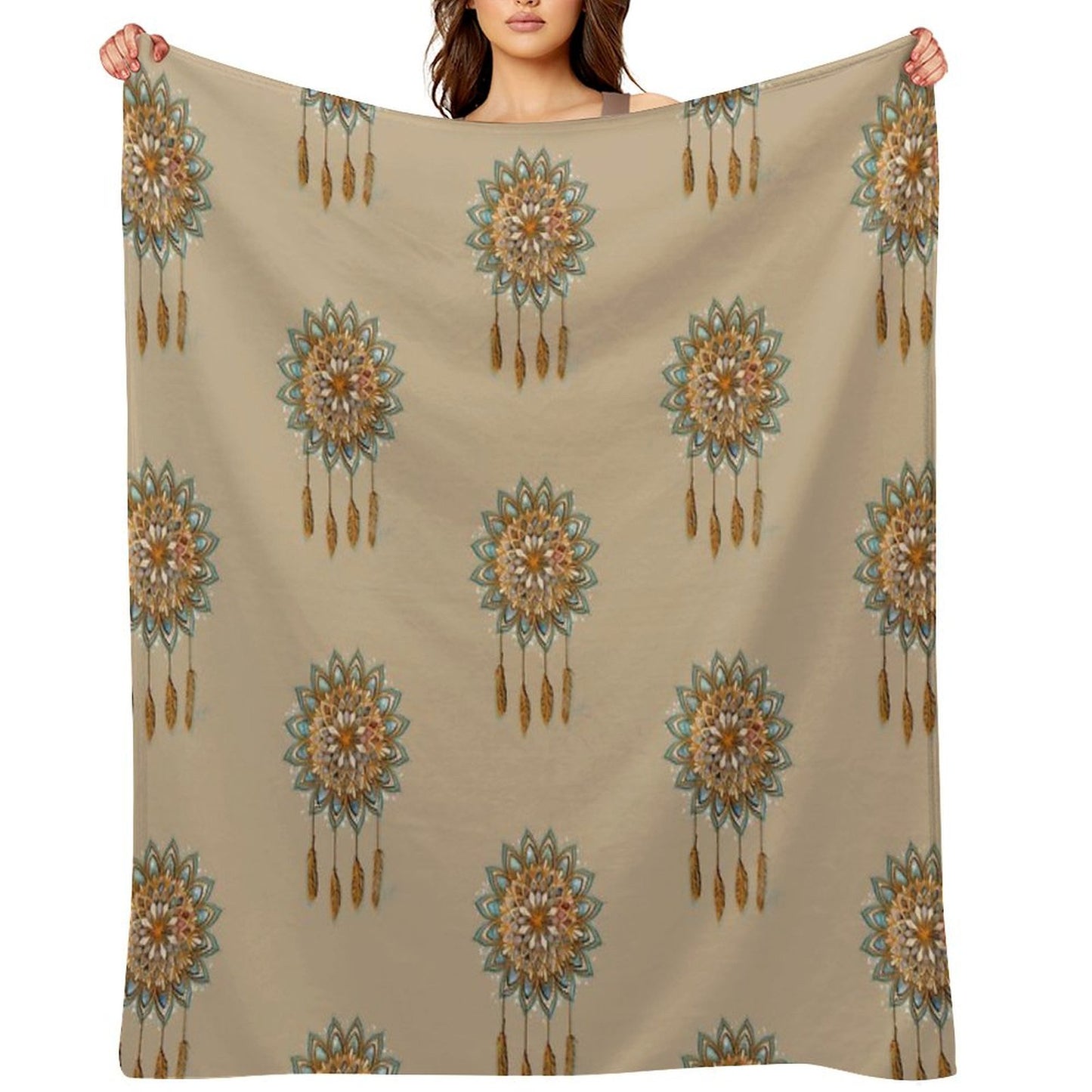 Golden Dreams Dreamcatcher Throw Blanket