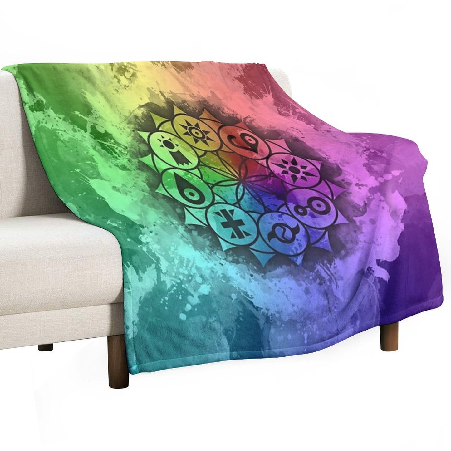 Digimon Mandala Paint Throw Blanket