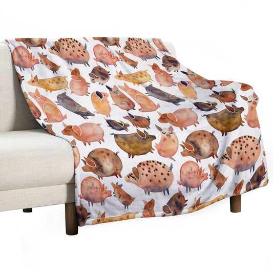 Pig Collection Throw Blanket