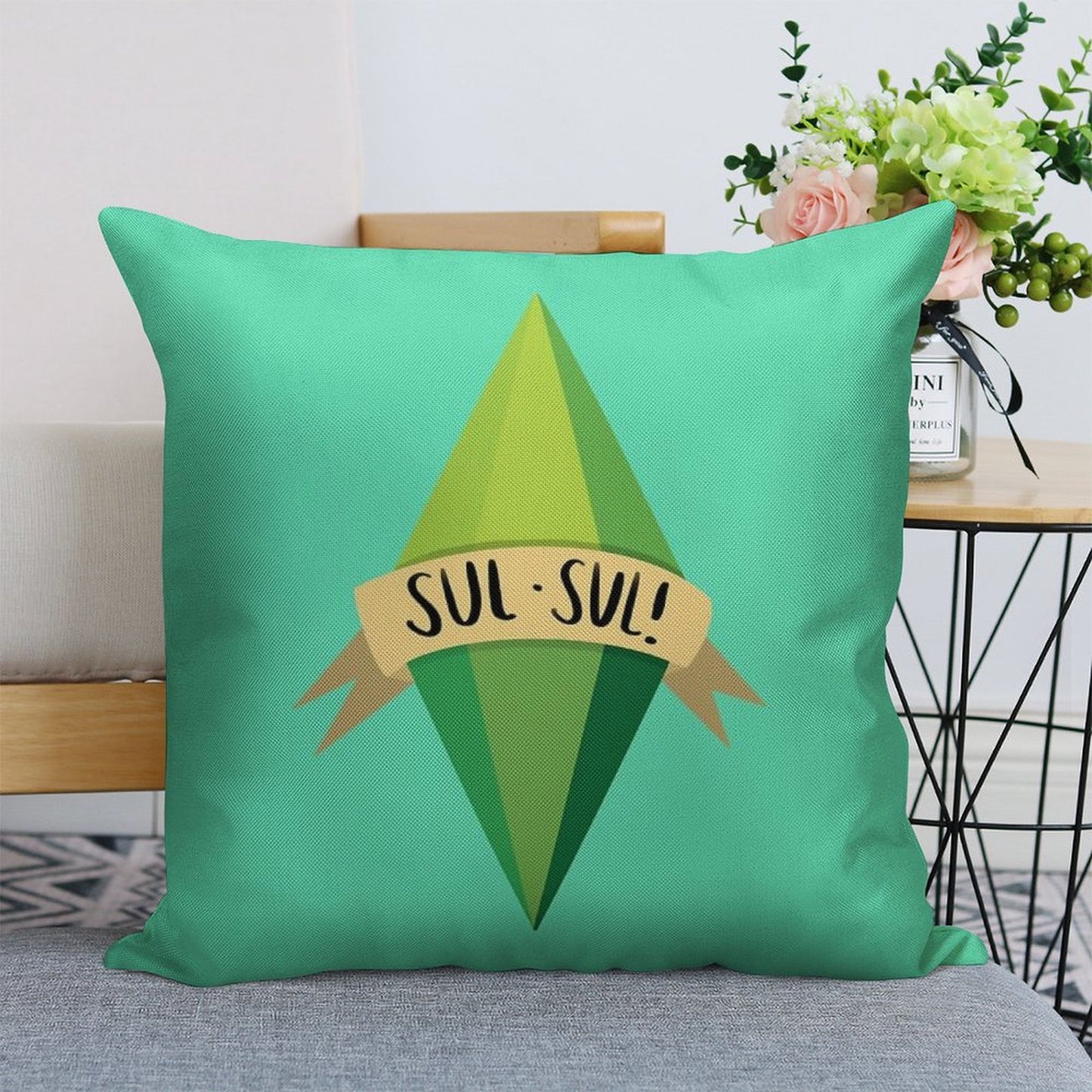 Plumbob Linen Throw Pillow Cover