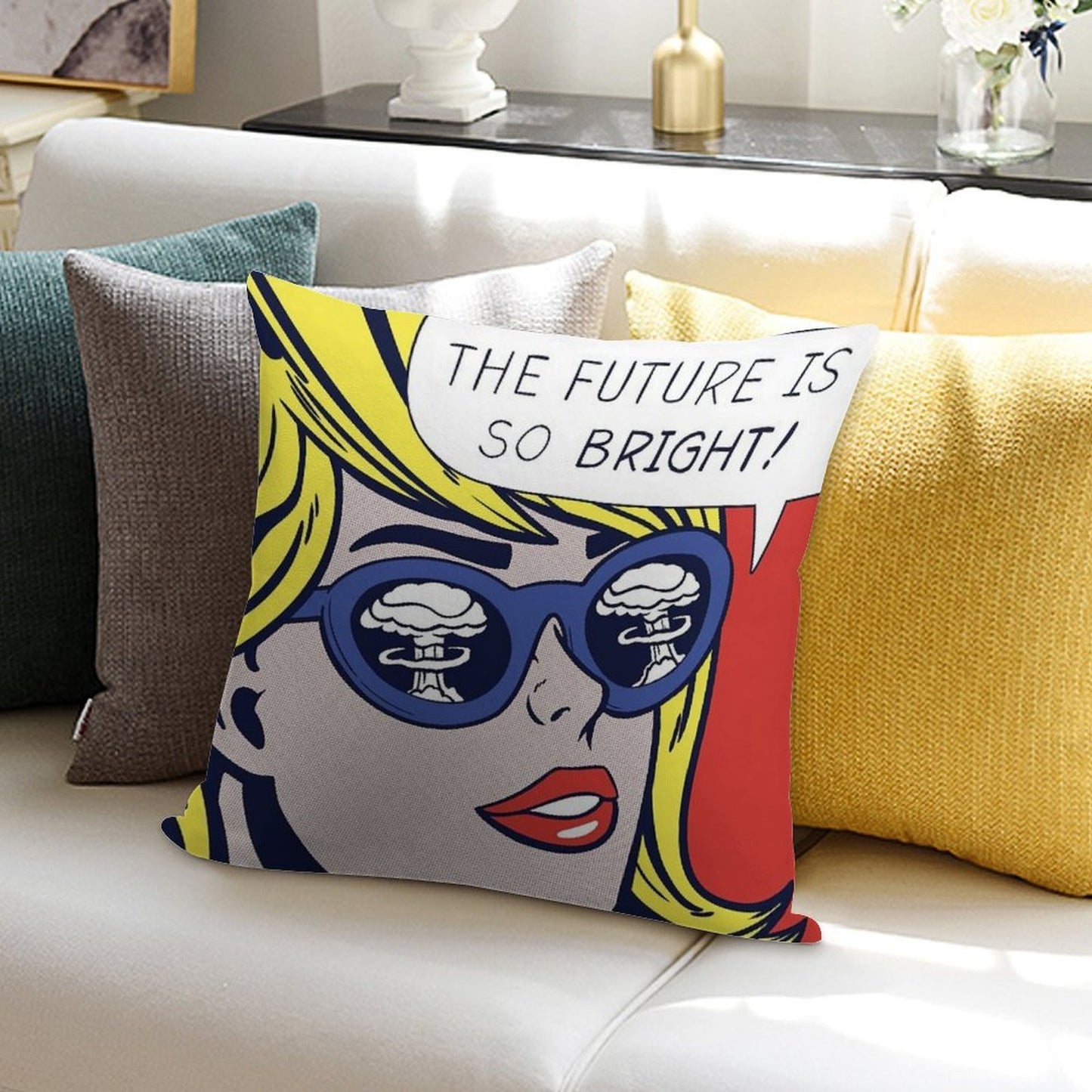 Pop Optimistic Girl Soft Washable Throw Pillow