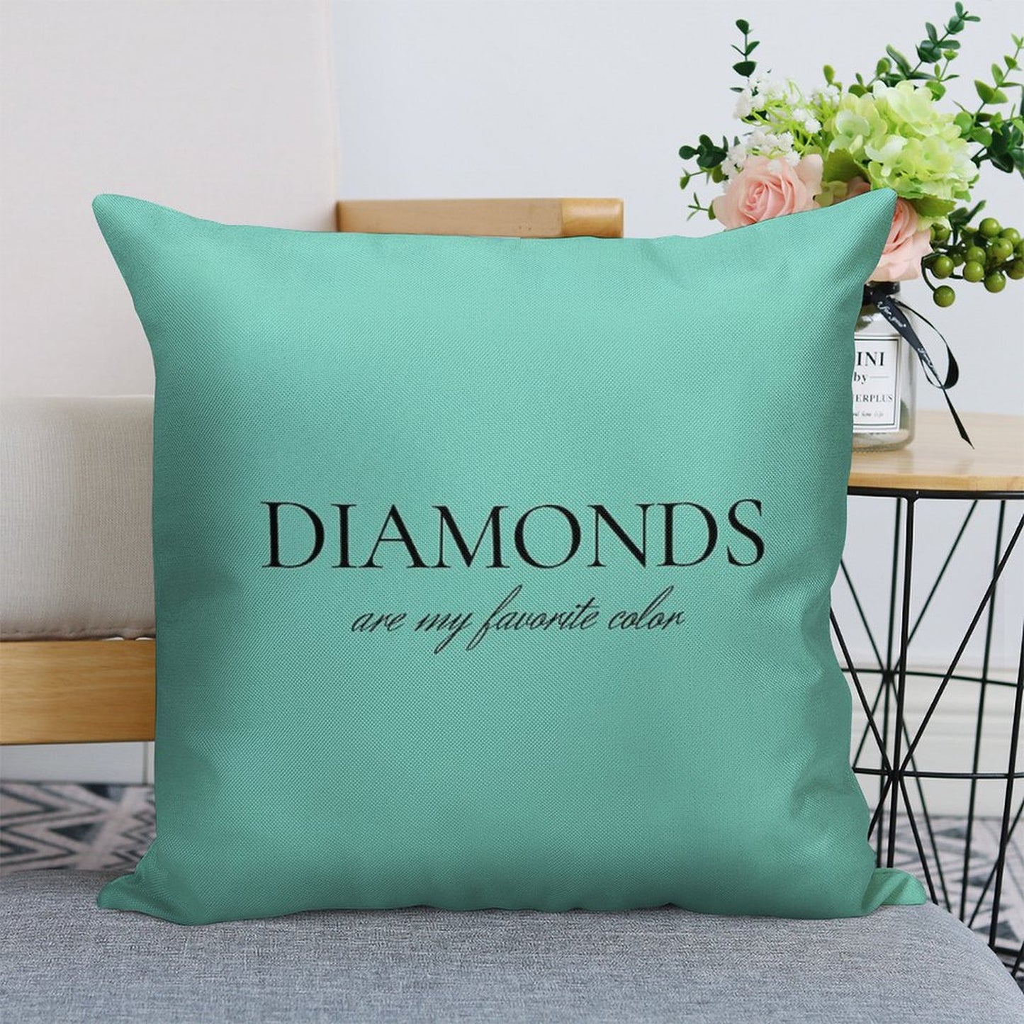 Diamonds Are My Favorite Color Linen Throw Pillow Cover