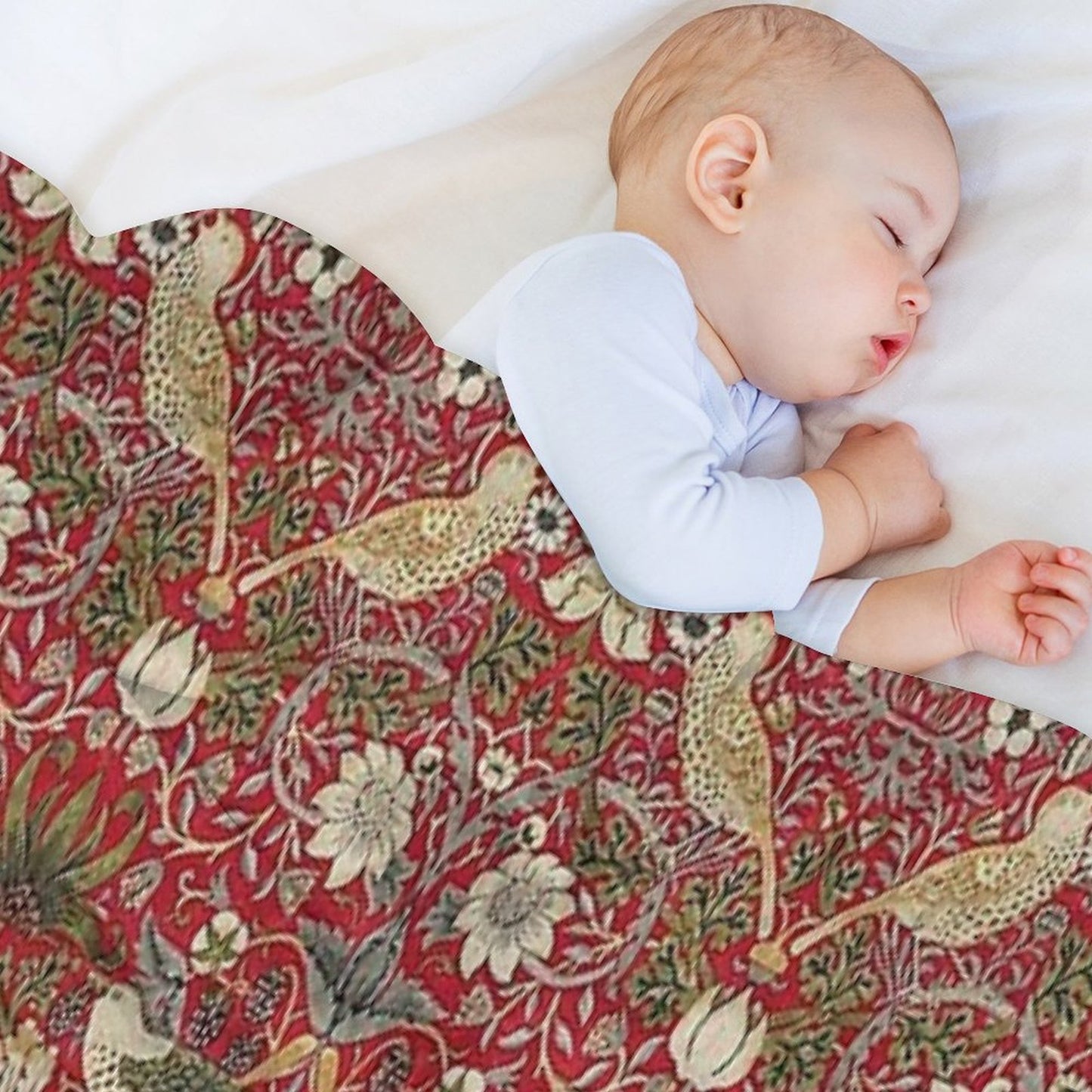 Strawberry Thief Crimson Vintage Pattern Throw Blanket