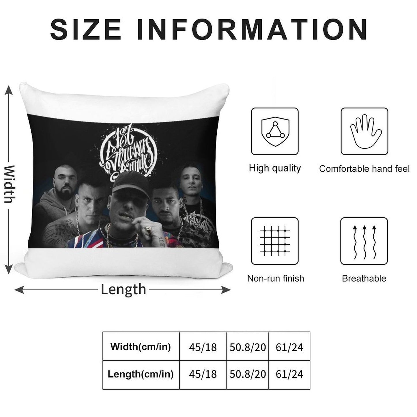 187-Strassenbande Soft Short Plush Fabric Throw Pillow