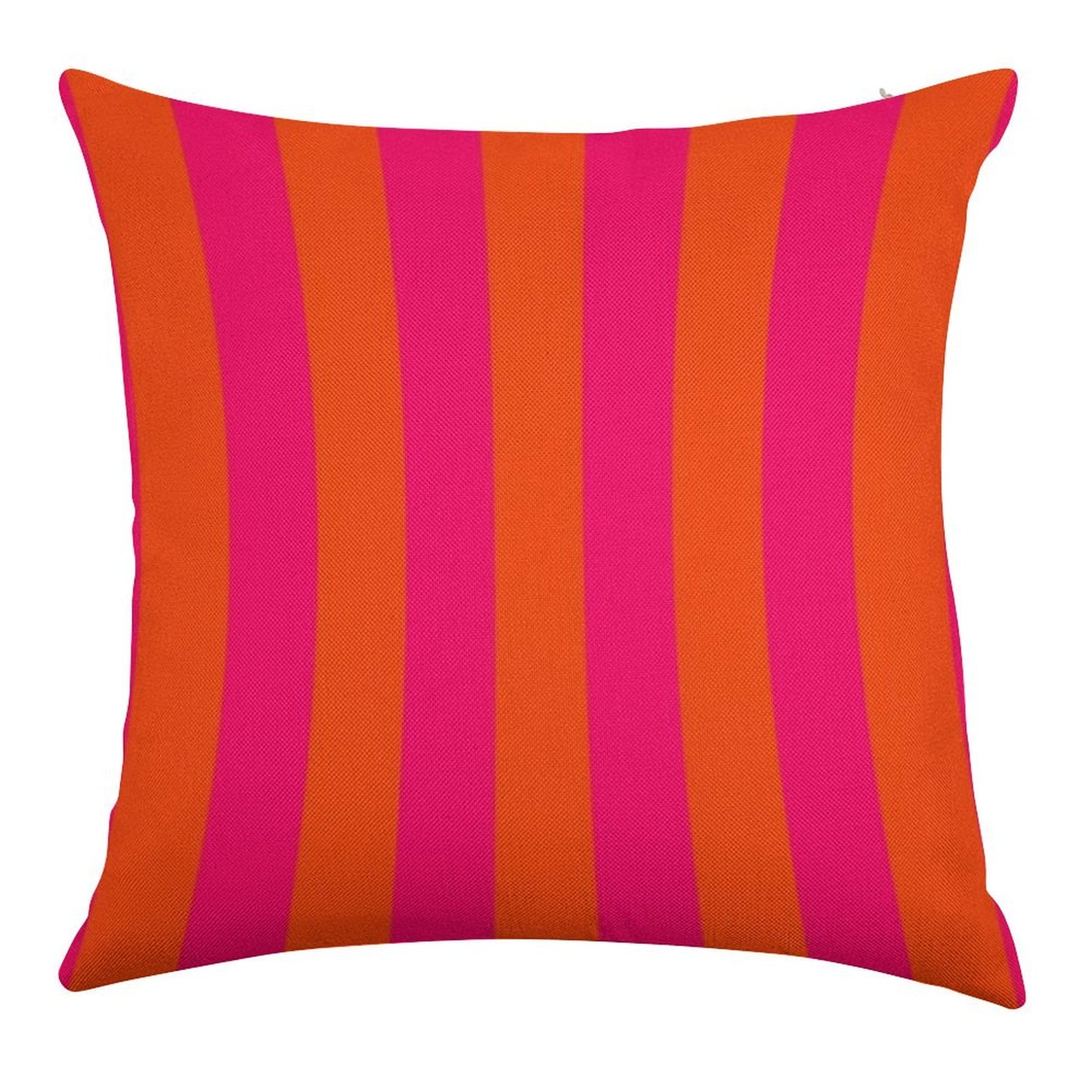 Bright Neon Pink And Orange Vertical Cabana Tent Stripes Linen Throw Pillow Cover