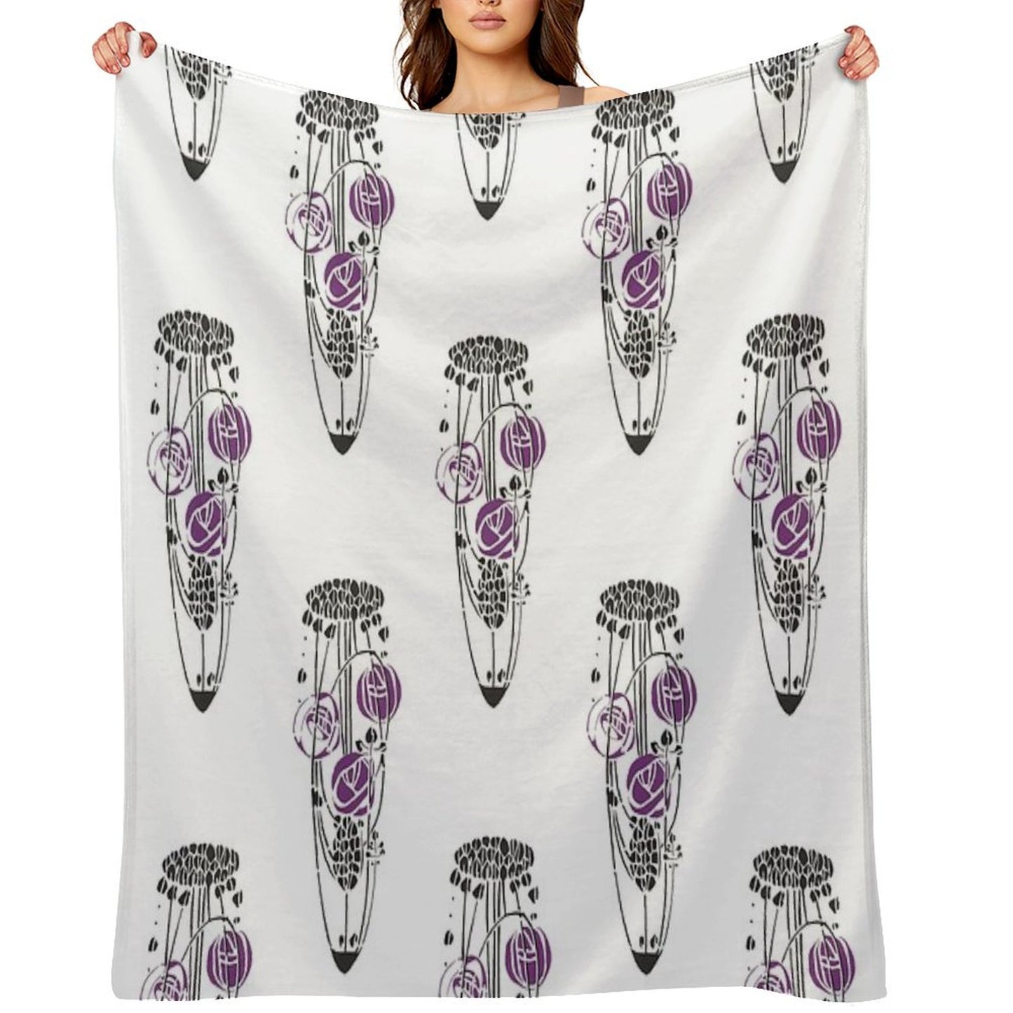 Charles Rennie Mackintosh Roses 4. Throw Blanket