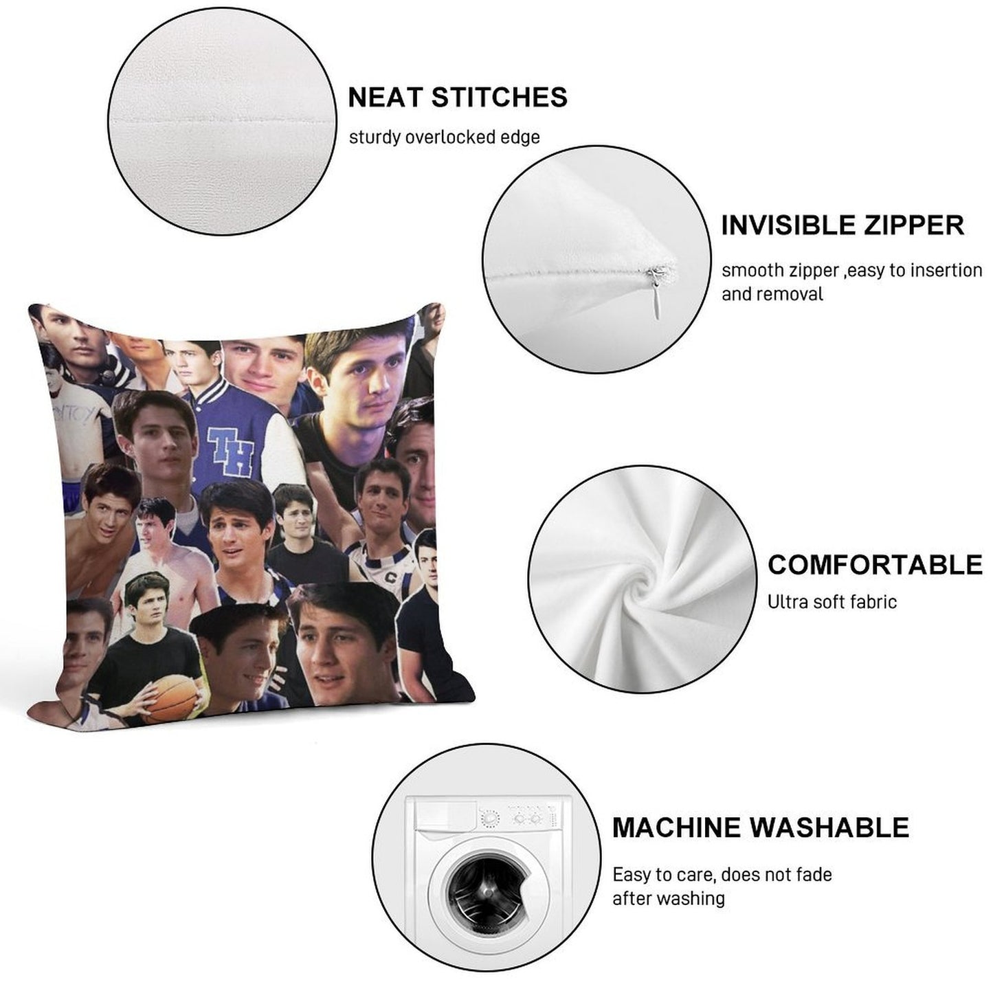 Nathan Scott Collage 2 Soft Easy Maintenance Throw Pillow