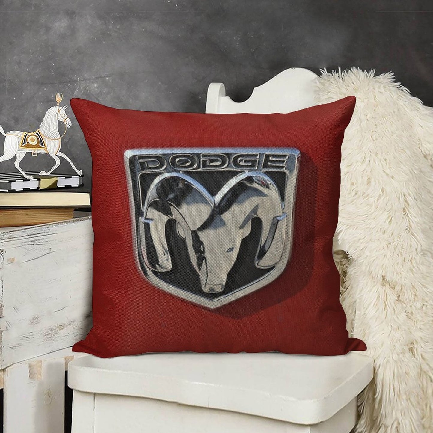 Dodge Logo Linen Throw Pillow Cover