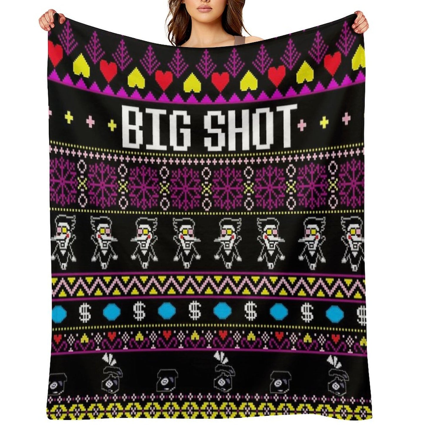 Spamton's BIG SHOT Kromer Krismas Throw Blanket