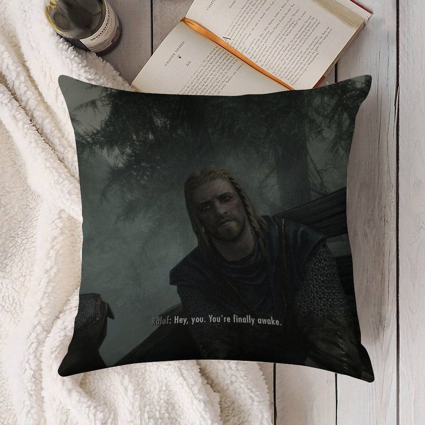 Youre Finally Awake! Linen Throw Pillow Cover