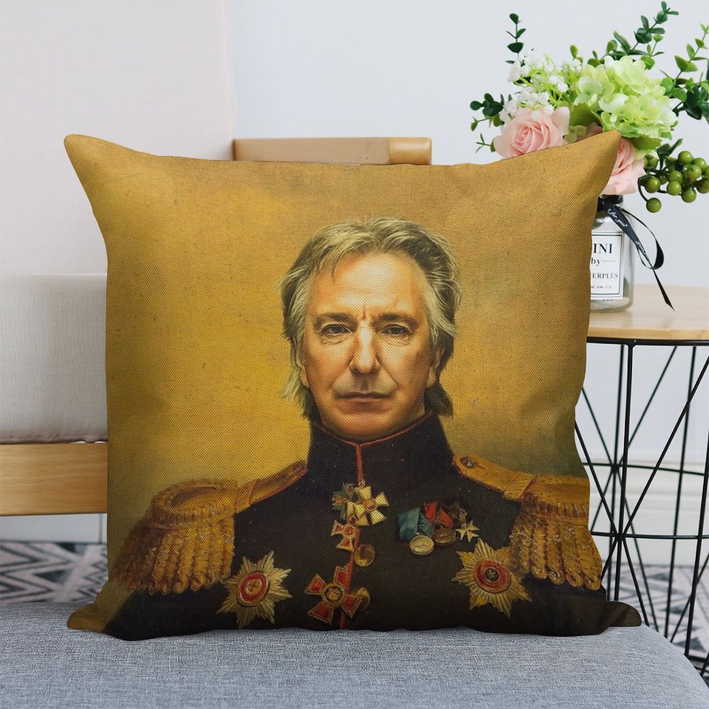 Alan Rickman - Replaceface Linen Throw Pillow Cover