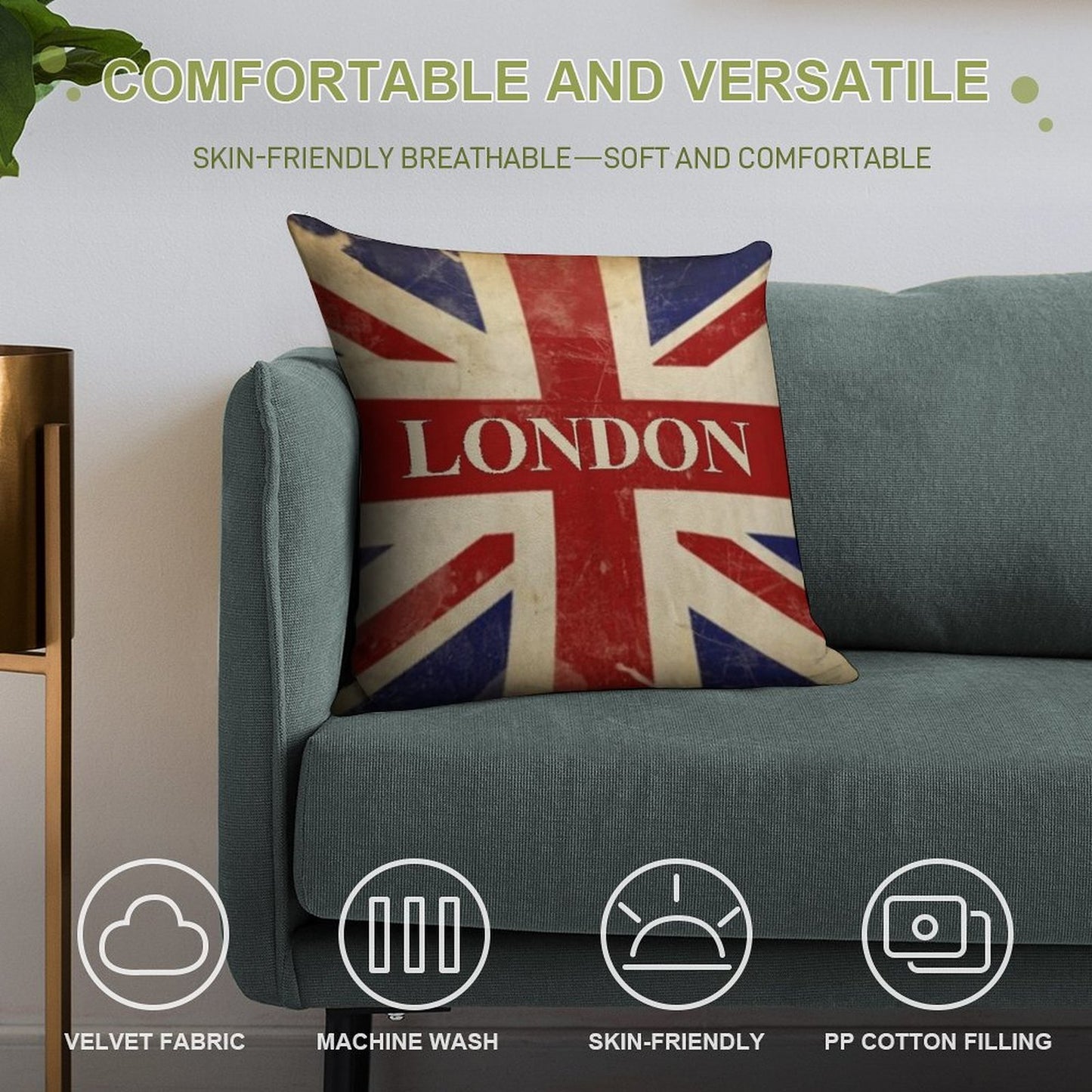 London - Union Jack - I Love London Soft Anti-Pilling Throw Pillow