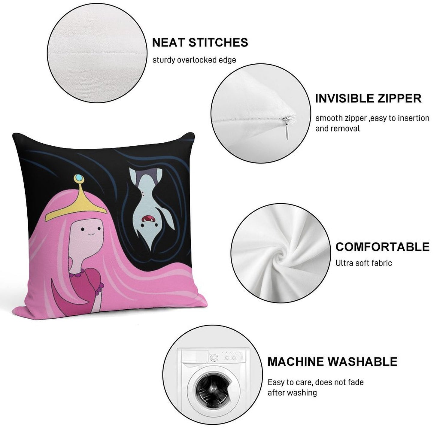 Princess Bubblegum And Marceline Soft Anti-Pilling Throw Pillow