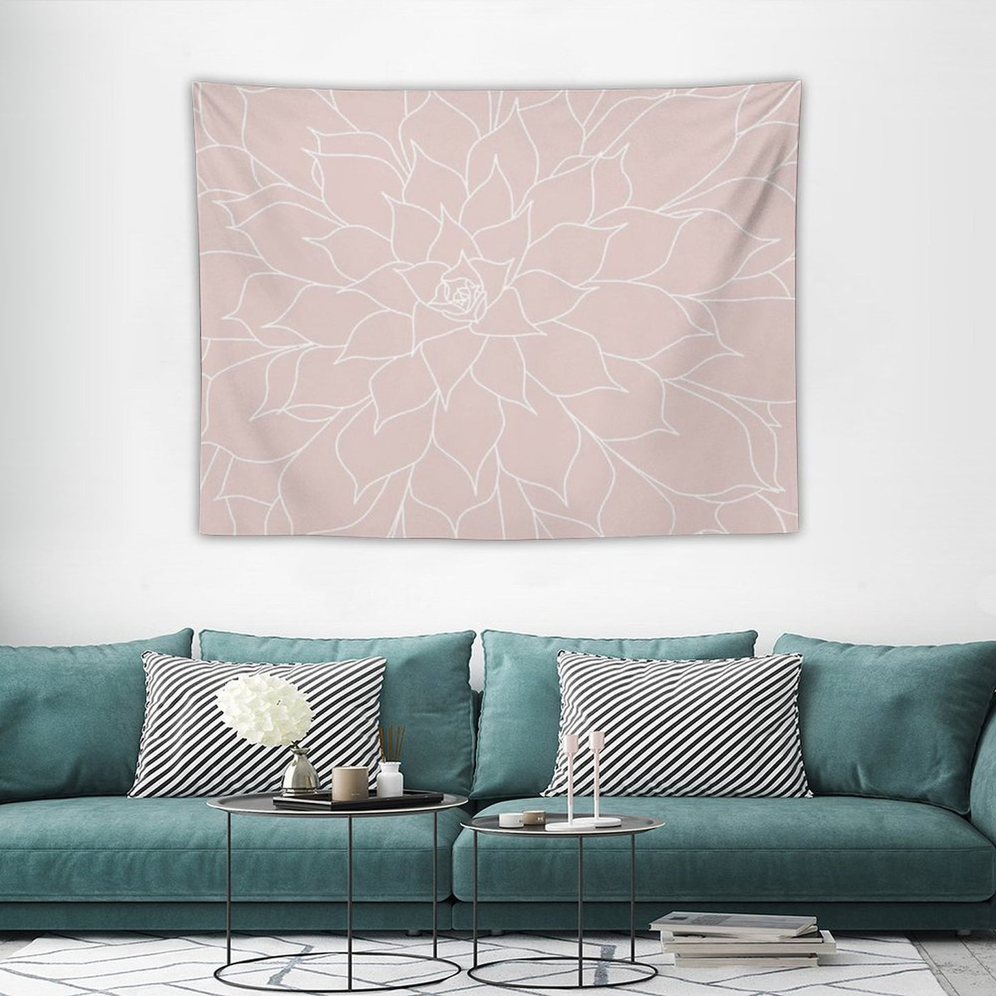 Blush Pink Succulent Tapestry