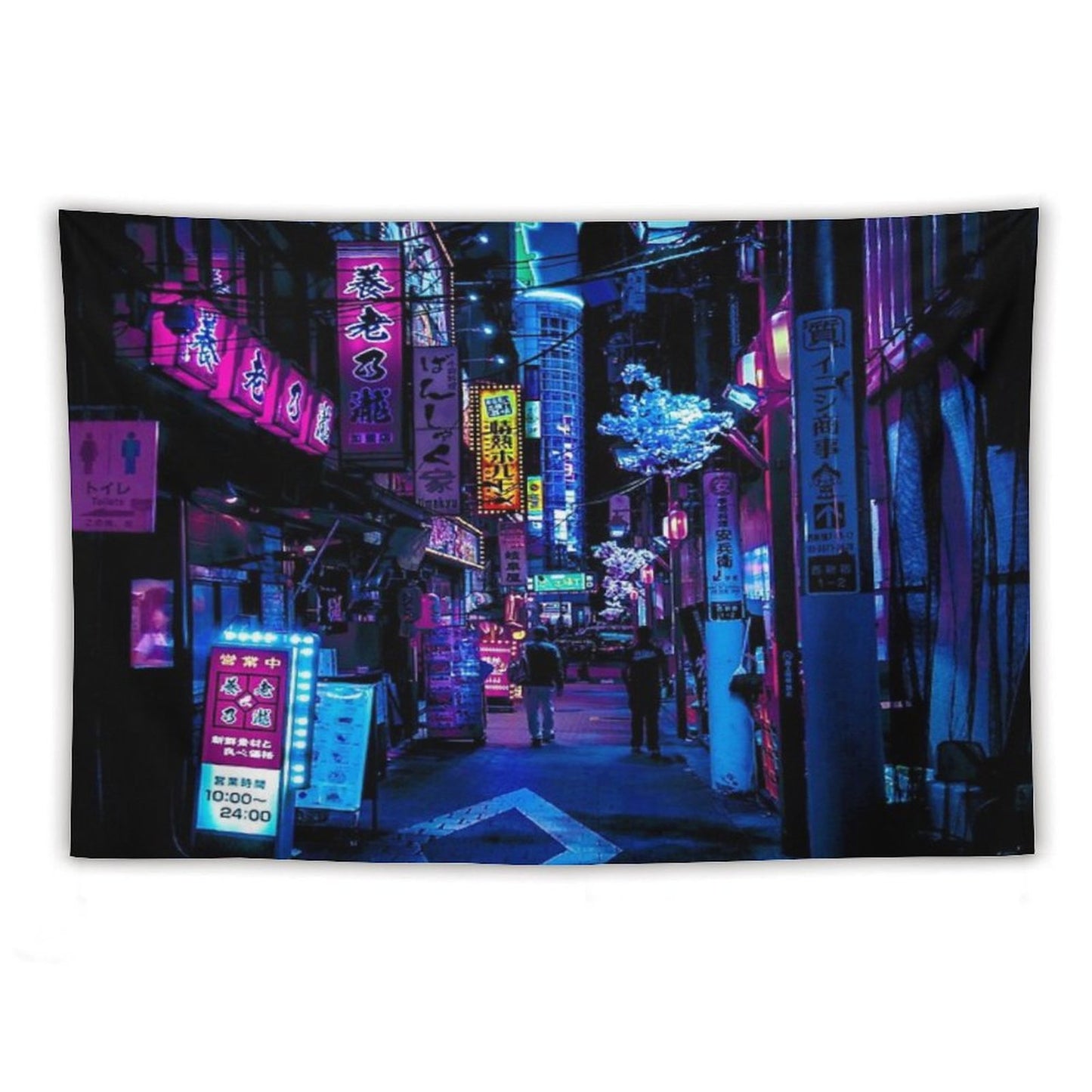 Blue Tokyo Alleys Tapestry